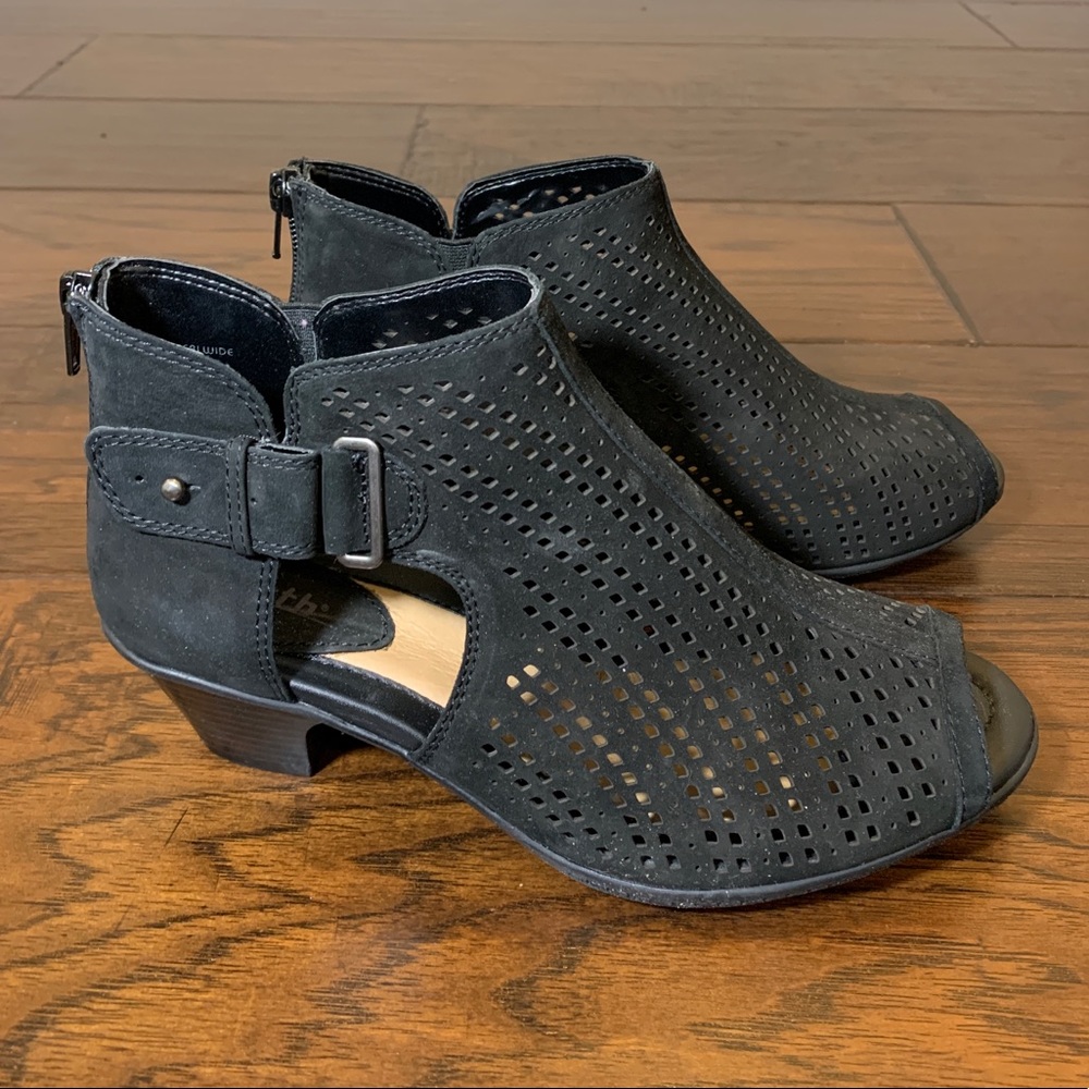 Earth Peep-Toe Booties - Keri 7.5W, Black